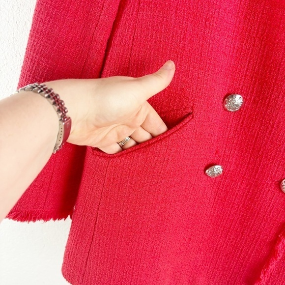 Veronica Beard Nayeli Double Breasted Dickey Jacket Blazer Watermelon Red Size 8 - Picture 6 of 7